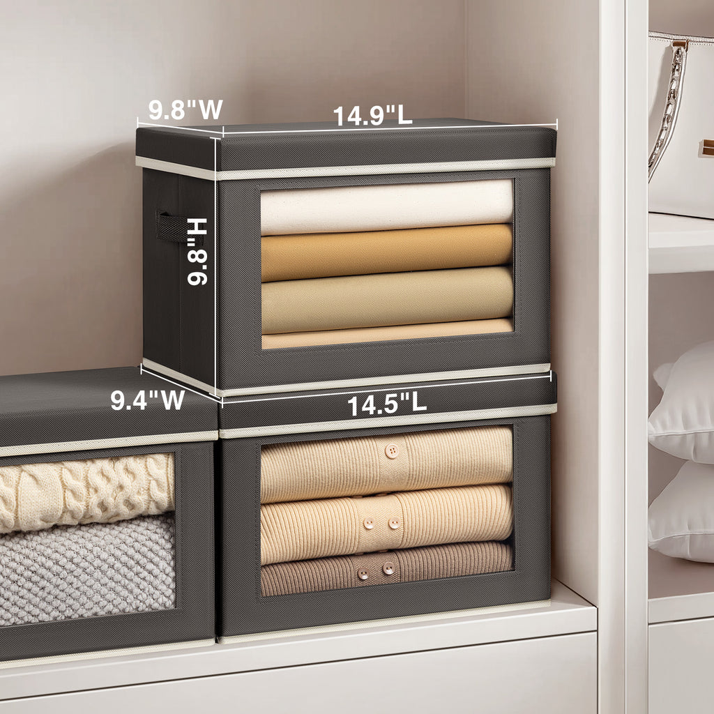 Homsorout Storage Bins with Lids - Fabric Storage Boxe with Window