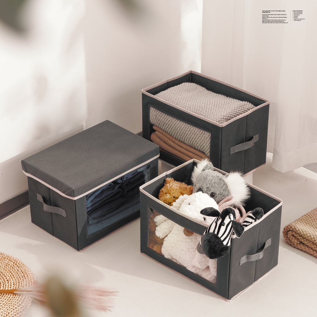 Homsorout Storage Bins with Lids - Fabric Storage Boxe with Window